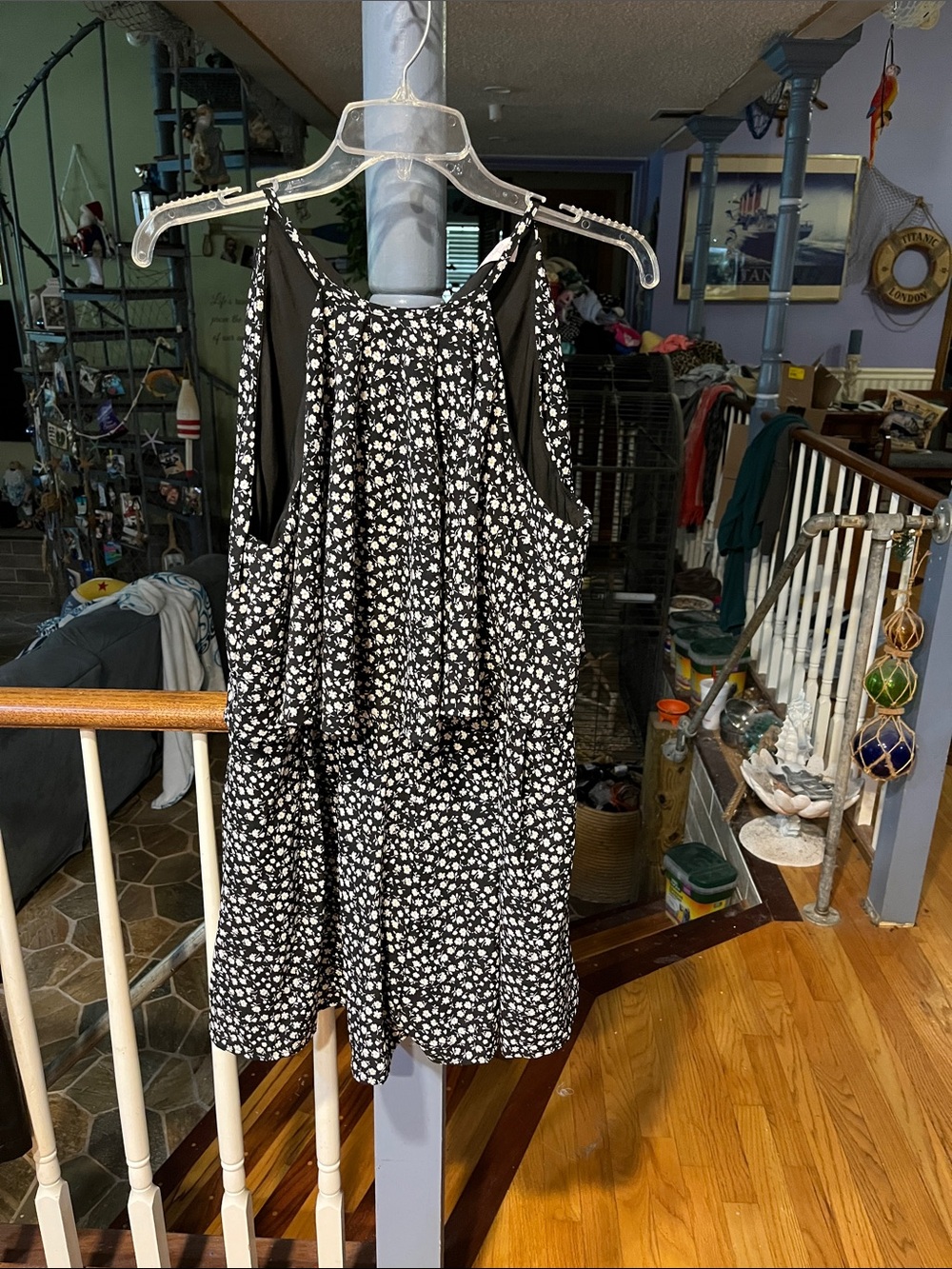 Black & White Floral Sleeveless Romper